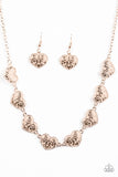 Paparazzi "Easy To Adore" Rose Gold Filigree Heart Charm Necklace & Earring Set Paparazzi Jewelry