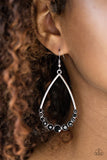 Paparazzi "Dipped In Diamonds" Black Rhinestone Silver Teardrop Earrings Paparazzi Jewelry