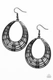 Paparazzi "Tundra Texture" Black Gunmetal Antiqued Weave Hoop Earrings Paparazzi Jewelry