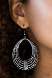 Paparazzi "Tundra Texture" Black Gunmetal Antiqued Weave Hoop Earrings Paparazzi Jewelry