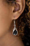 Paparazzi "HAUTE On Your Heels!" Black Oval Rhinestone Silver Flame Design Earrings Paparazzi Jewelry