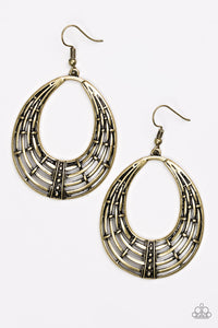 Paparazzi "Tundra Texture" Brass Antiqued Weave Hoop Earrings Paparazzi Jewelry