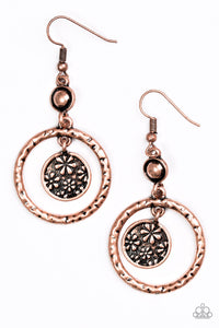 Paparazzi "Meadow Gardens" Copper Hoop Disc Floral Earrings Paparazzi Jewelry