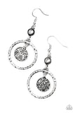 Paparazzi "Meadow Gardens" Silver Hoop Disc Floral Earrings Paparazzi Jewelry