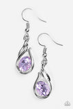 Paparazzi "HAUTE On Your Heels!" Purple Oval Rhinestone Silver Flame Design Earrings Paparazzi Jewelry