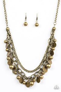 Paparazzi "Cast Away Treasure" Brass Necklace & Earring Set Paparazzi Jewelry
