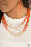 Paparazzi "Living The GLEAM" Orange Necklace & Earring Set Paparazzi Jewelry