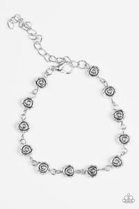 Paparazzi "Rosebud Radiance" Silver Rosebud Flower Charm Bracelet Paparazzi Jewelry