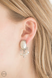 Paparazzi "Classy Casablanca" White Clip On Earrings Paparazzi Jewelry