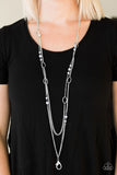 Paparazzi "The New Girl In Town" Silver Lanyard Necklace & Earring Set Paparazzi Jewelry