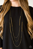 Paparazzi VINTAGE VAULT "Shimmer Showdown" Brass Necklace & Earring Set Paparazzi Jewelry