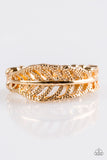 Paparazzi "Only Time QUILL Tell" Gold Feather Studded Ring Paparazzi Jewelry