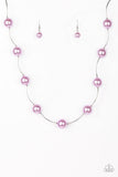 Paparazzi "Perfectly Polished" Purple Pearl Curved Silver Bead Necklace & Earring Set Paparazzi Jewelry