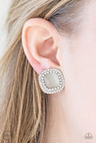 Paparazzi "DEW What I DEW" White Clip On Earrings Paparazzi Jewelry