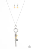 Paparazzi "Tour de Desert" Yellow Stone Silver Hoop Necklace & Earring Set Paparazzi Jewelry