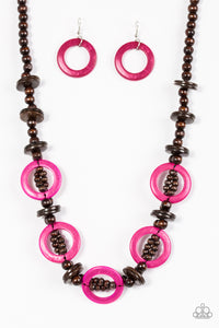 Paparazzi "Fiji Foxtrot" Pink Necklace & Earring Set Paparazzi Jewelry
