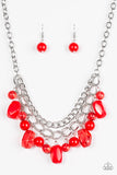 Paparazzi VINTAGE VAULT "Brazilian Bay" Red Necklace & Earring Set Paparazzi Jewelry