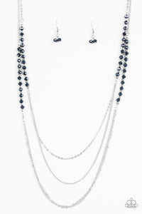 Paparazzi VINTAGE VAULT "Shimmer Showdown" Blue Necklace & Earring Set Paparazzi Jewelry
