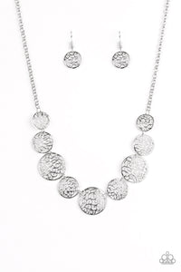 Paparazzi VINTAGE VAULT "All The Time In The WHIRL" Silver Necklace & Earring Set Paparazzi Jewelry