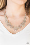 Paparazzi VINTAGE VAULT "All The Time In The WHIRL" Silver Necklace & Earring Set Paparazzi Jewelry