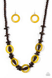 Paparazzi "Fiji Foxtrot" Yellow Necklace & Earring Set Paparazzi Jewelry