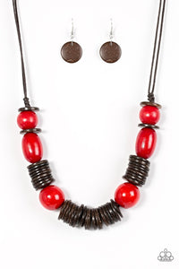 Paparazzi "You Better BELIZE It!" Red Necklace & Earring Set Paparazzi Jewelry