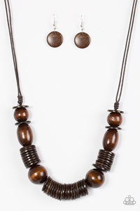 Paparazzi "You Better BELIZE It!" Brown Necklace & Earring Set Paparazzi Jewelry