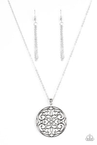 Paparazzi "All About Me-dallion" Silver Necklace & Earring Set Paparazzi Jewelry