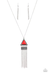 Paparazzi "Painted Plateaus" Red Necklace & Earring Set Paparazzi Jewelry