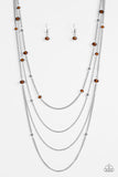 Paparazzi VINTAGE VAULT "On The Front SHINE" Brown Necklace & Earring Set Paparazzi Jewelry