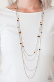 Paparazzi VINTAGE VAULT "On The Front SHINE" Brown Necklace & Earring Set Paparazzi Jewelry