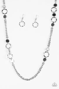 Paparazzi VINTAGE VAULT "Stylishly Steampunk" Silver Necklace & Earring Set Paparazzi Jewelry