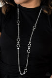 Paparazzi VINTAGE VAULT "Stylishly Steampunk" Silver Necklace & Earring Set Paparazzi Jewelry