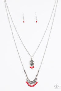 Paparazzi "Bohemian Belle" Red Necklace & Earring Set Paparazzi Jewelry