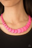 Paparazzi "Desert Flats" Pink Smooth Flat Stone Necklace & Earring Set Paparazzi Jewelry