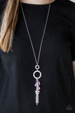 Paparazzi "Tour de Desert" Purple Stone Silver Hoop Necklace & Earring Set Paparazzi Jewelry