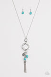 Paparazzi "Tour de Desert" Blue Turquoise Stone Silver Hoop Necklace & Earring Set Paparazzi Jewelry