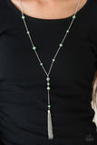 Paparazzi VINTAGE VAULT "Out All Night" Green Necklace & Earring Set Paparazzi Jewelry