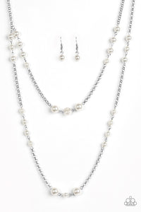 Paparazzi "Pearl Promenade" White Necklace & Earring Set Paparazzi Jewelry