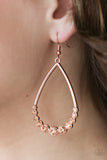 Paparazzi "Dipped In Diamonds" Copper Teardrop Frame Peach Rhinestone Earrings Paparazzi Jewelry