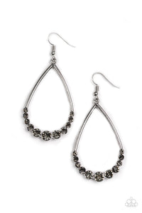 Paparazzi "Dipped In Diamonds" Silver Teardrop Smoky Rhinestone Earrings Paparazzi Jewelry