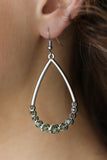 Paparazzi "Dipped In Diamonds" Silver Teardrop Smoky Rhinestone Earrings Paparazzi Jewelry