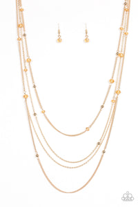 Paparazzi "On The Front SHINE" Gold Necklace & Earring Set Paparazzi Jewelry