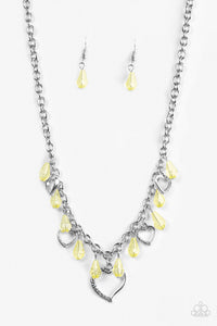 Paparazzi "Keep Me In Your Heart" Yellow Necklace & Earring Set Paparazzi Jewelry