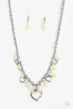 Paparazzi "Keep Me In Your Heart" Yellow Necklace & Earring Set Paparazzi Jewelry