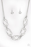 Paparazzi "Burst Into Flames" Silver Necklace & Earring Set Paparazzi Jewelry