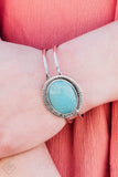 Paparazzi "FRONTIER and Center" FASHION FIX May 2018 Simply Santa Fe Blue Turquoise Stone Silver Hinged Bracelet Paparazzi Jewelry