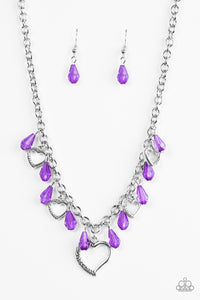 Paparazzi "Keep Me In Your Heart" Purple Necklace & Earring Set Paparazzi Jewelry