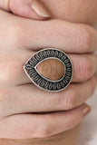 Paparazzi "Totally Tropicana" Brown Stone Leafy Design Silver Ring Paparazzi Jewelry