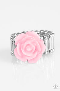 Paparazzi "PRIMROSE and Proper" Pink Resin Rose Silver Ring Paparazzi Jewelry